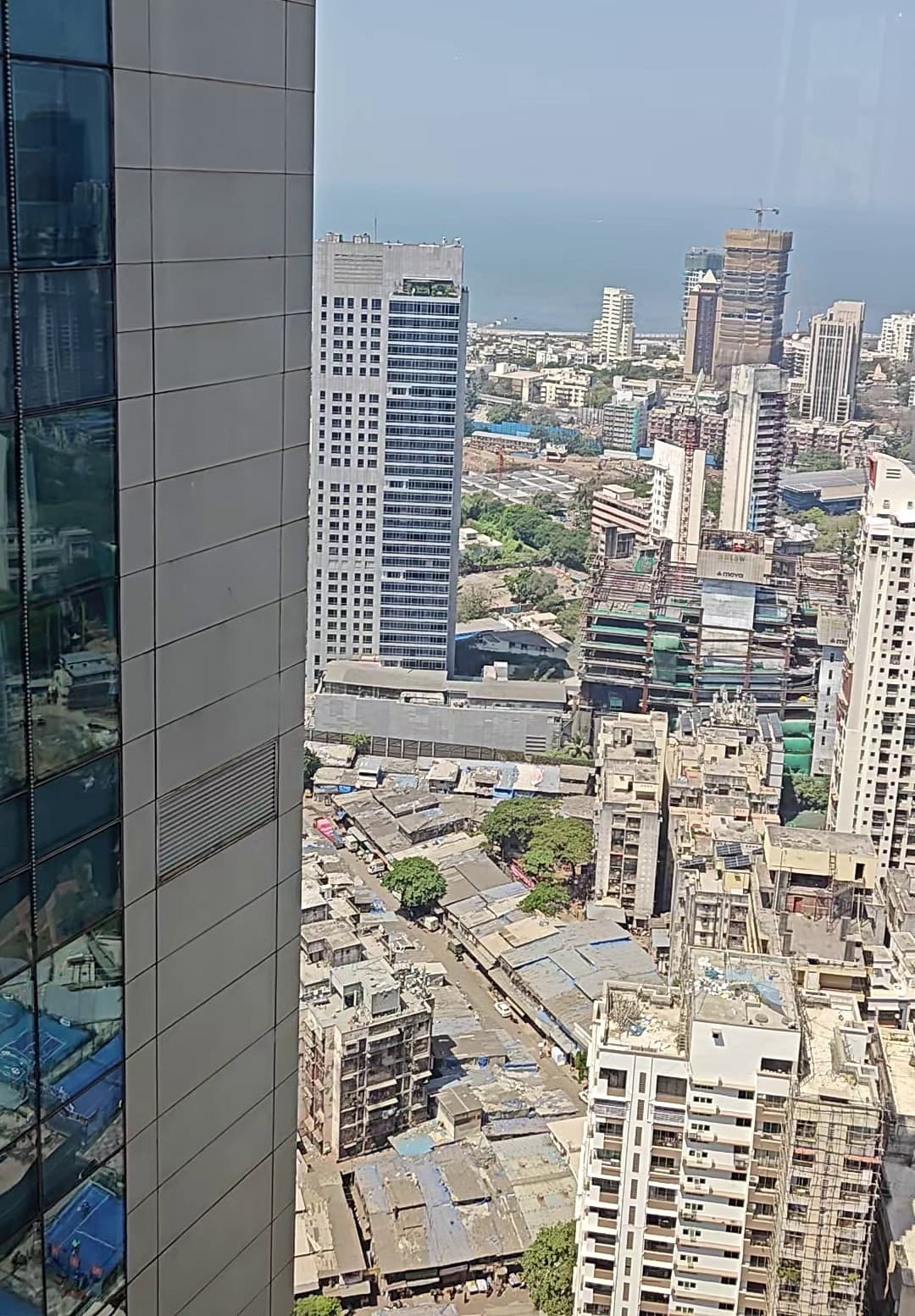 View from the 38th floor at St. Regis Mumbai — running diesel generator cables from street level to this height is logistically impractical