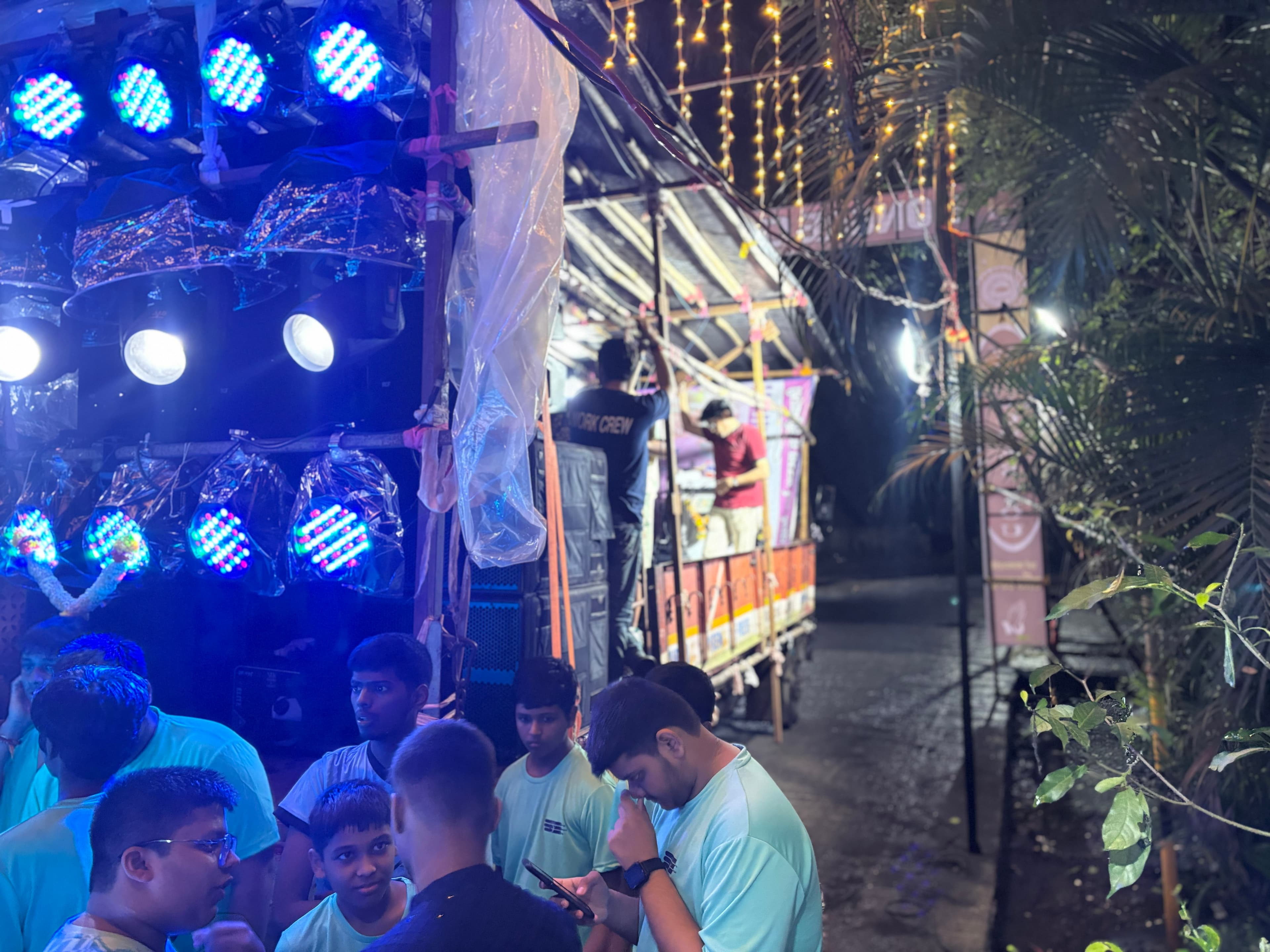 DJ truck LED wash lights and crowd powered silently throughout the night